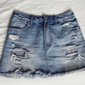 Abercrombie & Fitch Ripped Denim Mini Skirt